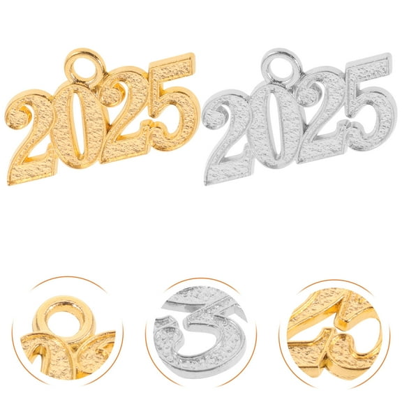 ELAYARD 12Pcs Creative 2025 New Year Charms with Hanging Hole for Unique DIY Jewelry and Keychains