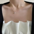 thumbnail image 3 of Collar de piedra lunar y aguamarina para mujer, diseño de nicho, colgante ovalado, cadena de hueso de serpiente de lujo a la moda, 3 of 6