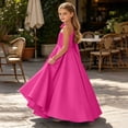 thumbnail image 5 of Jinhomg Girls One Shoulder Formal Maxi Dress Junior Bridesmaid Bow Shoulder Satin Dresses Flower Girl Wedding Guest Ball Gown 2-14 Years Pink, 5 of 7
