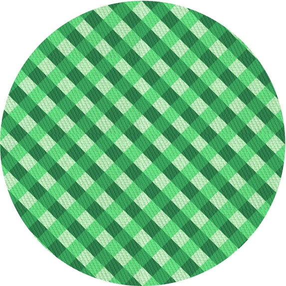Ahgly Company Machine Washable Indoor Round Transitional Lime Mint Green Area Rugs, 5' Round