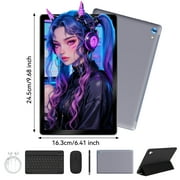 AEEZO 10 Inch Tablet with Keyboard and Mouse Set, 24GB RAM 128GB ROM, WiFi 6 for Student & Office, Gray