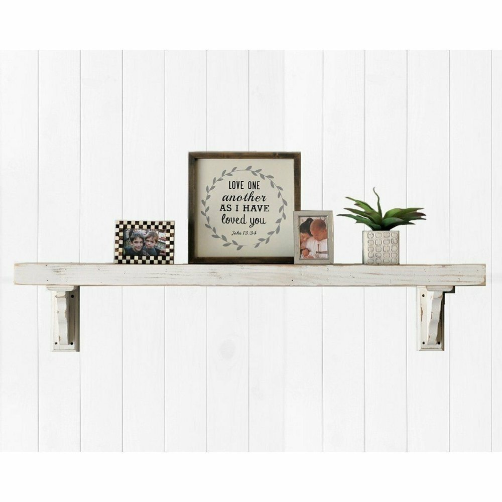 Decorative White Wood Mantel Shelf