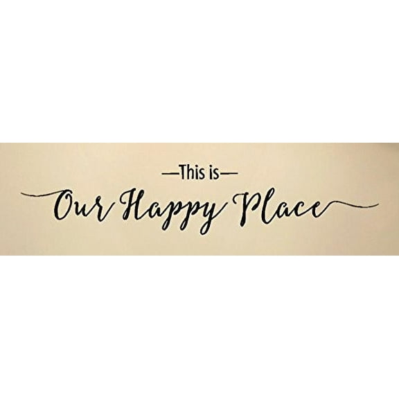 This is Our Happy Place Script Wall Decal Vinyl Lettering, 23 x 4.5 , Black