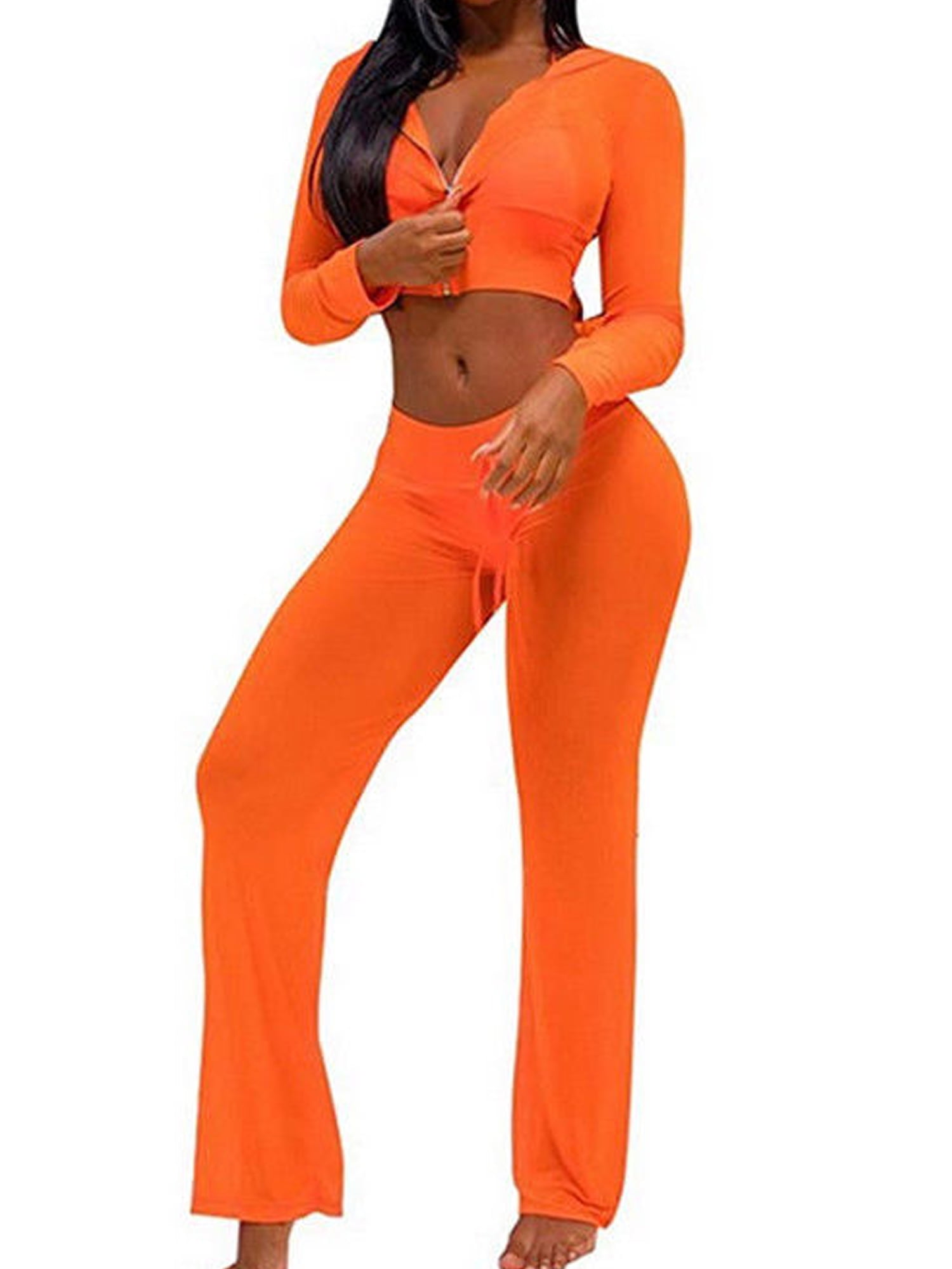 orange flare pants