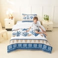 thumbnail image 4 of jejeloiu Sea Beach Ocean Twin Comforter Sets,Coastal Border Print Bedding Set For Boys,Blue White,Reversible,2 Pieces,1 Comforter and 1 Pillowcase, 4 of 7