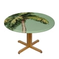 thumbnail image 3 of JEUXUS Palm Leaves Tablecloth - Tropical Jungle Palm Leaves Design - Round Table Cover White, 3 of 8
