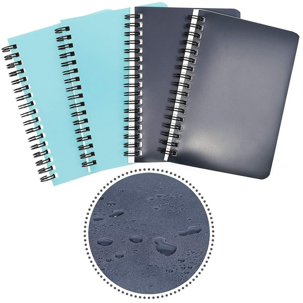 4 Pack Spiral Bound Weatherproof College Ruled Notepads Notebooks Memo