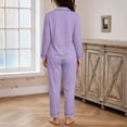 thumbnail image 5 of TEAJOPSUU Women's 2 Piece Pajama Sets Cute Comfy Notched Collar Button Down Long Sleeve Sleepwear Sets with Pants Loungewear Outfit Sets Purple, 5 of 5