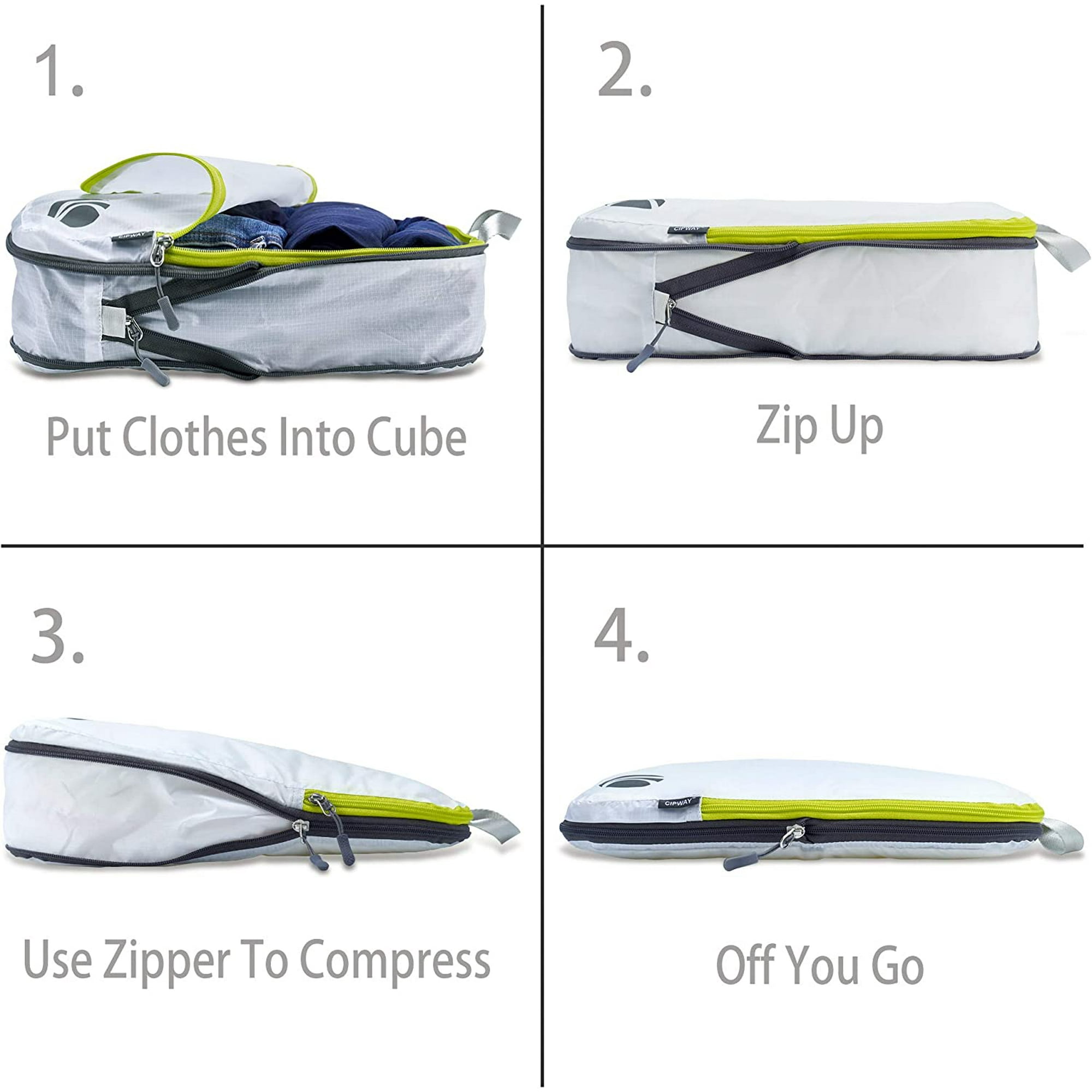 LZMY Compression Packing Cubes Set Ultralight Expandable Travel Packing Organizers for Carry on Luggage White 6pcs Walmart