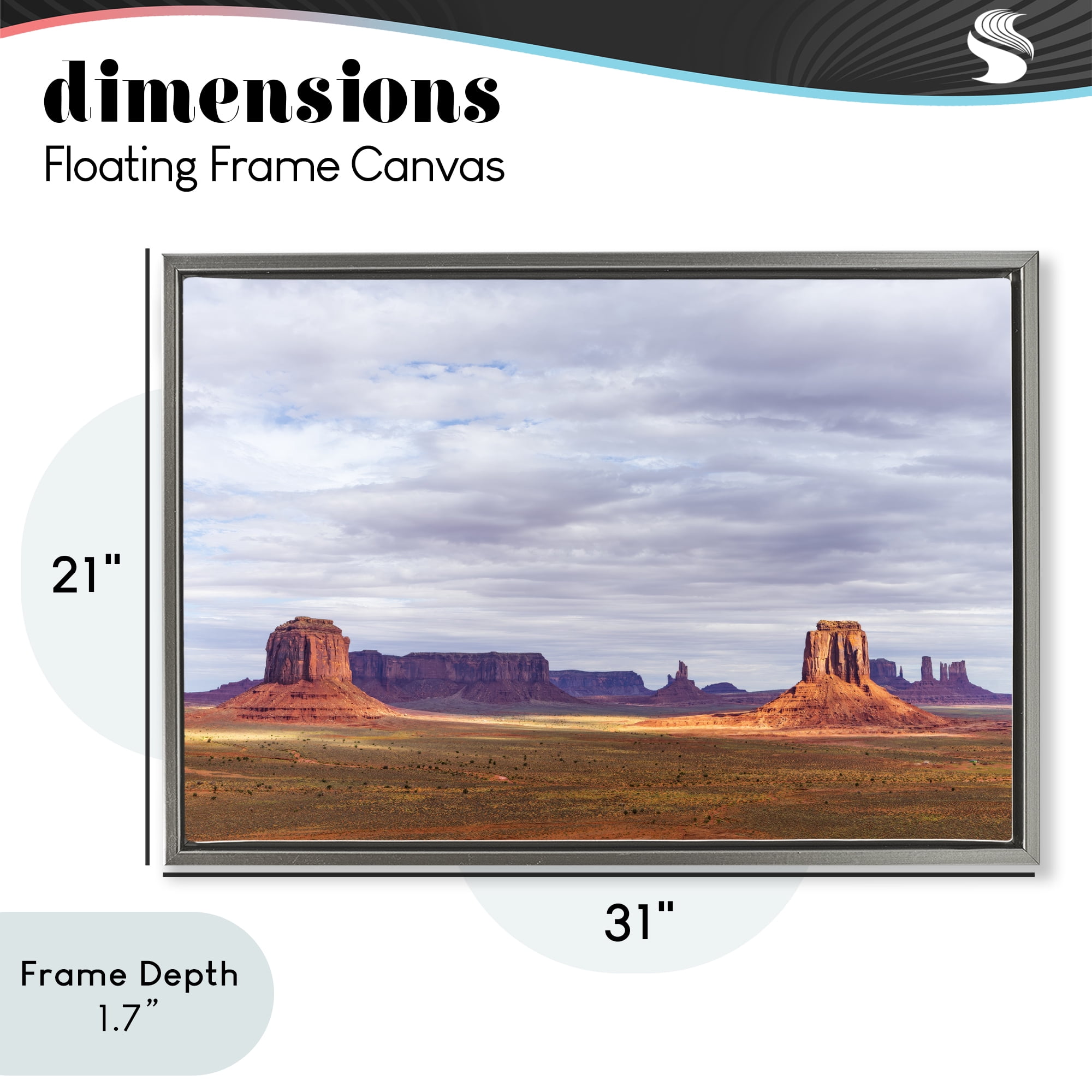 Stupell Industries Monumental Desert Buttes & Mesas Gray Framed Floater Canvas Wall Art, design by Shelley Carlisle