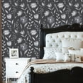 thumbnail image 2 of Peel and Stick Wallpaper Drawn Floral Botanical Line Art Dark Gray Elegant Wall Mural 23.6in x 9.8ft Self Adhesive Removable Wall Paper Renter Friendly Wallpaper for Nursery Bedroom Cabinets, 2 of 8