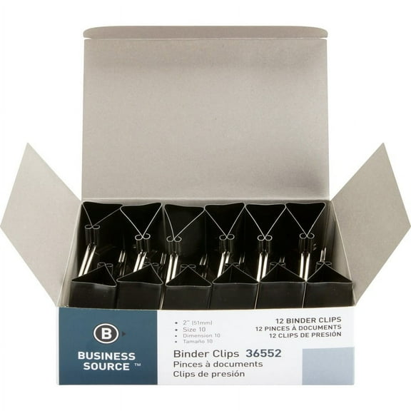 Business Source Fold-back Binder Clips - Large - 1" Size Capacity - 120 / Bundle - Black - Steel | Bundle of 5