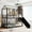 Black, variant on Harper & Bright Designs Metal Bunk Bed Twin Over Twin Bunk Bed Frame with Slide, Twin Over House Bed with Guardrails for Bedroom, Red