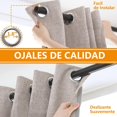 thumbnail image 4 of Cortinas Lino Blackout para Rec&aacute;maras con Aislamiento - Reducci&oacute;n Ruido, Suave de Cortinas, Tela Impermeable, 2 Paneles con Agujeros Ojales, 132x241cm, Para Sala de Estar/Comedor, 4 of 9