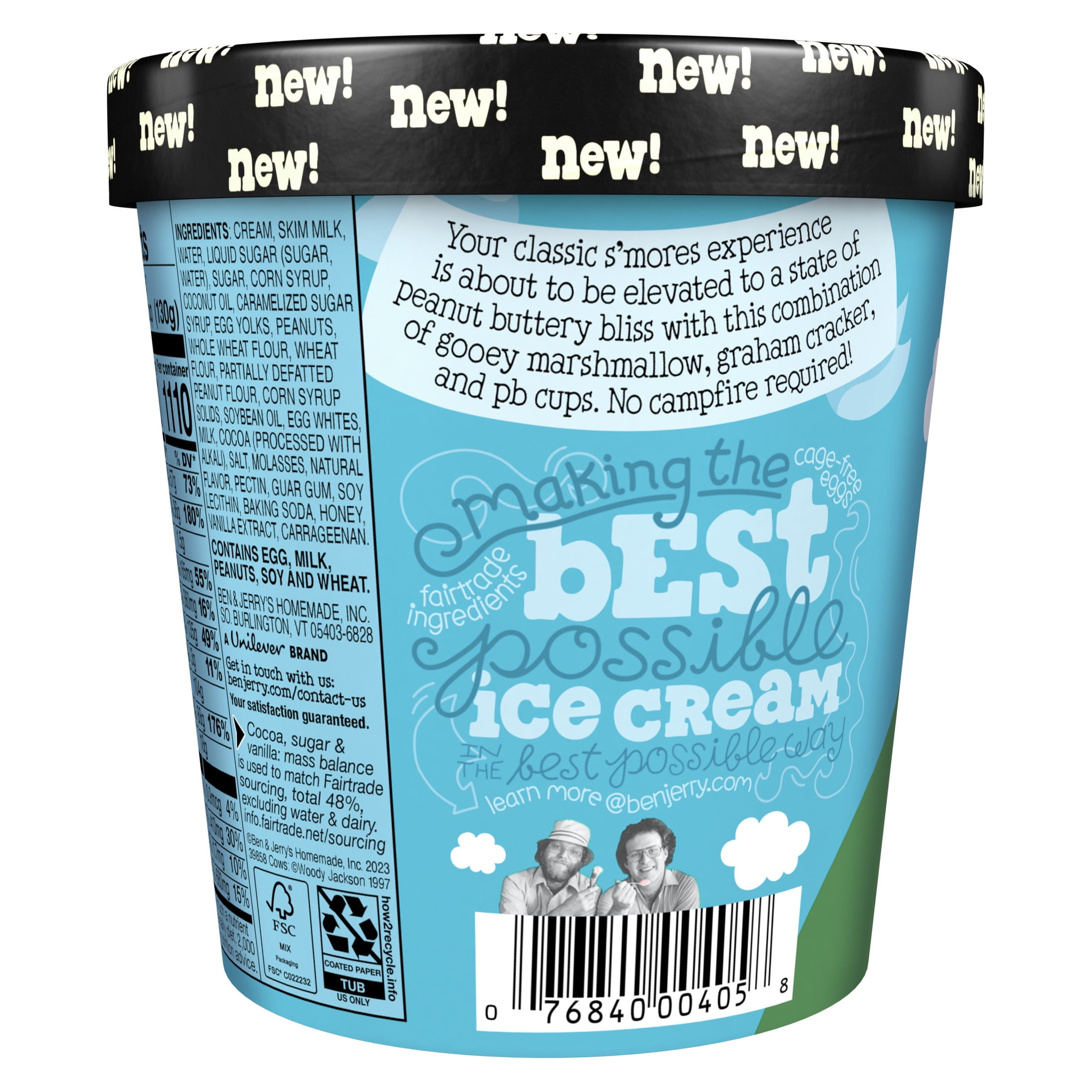 Ben & Jerry's PB S'more Marshmellow Ice Cream Pint, 16 fl oz