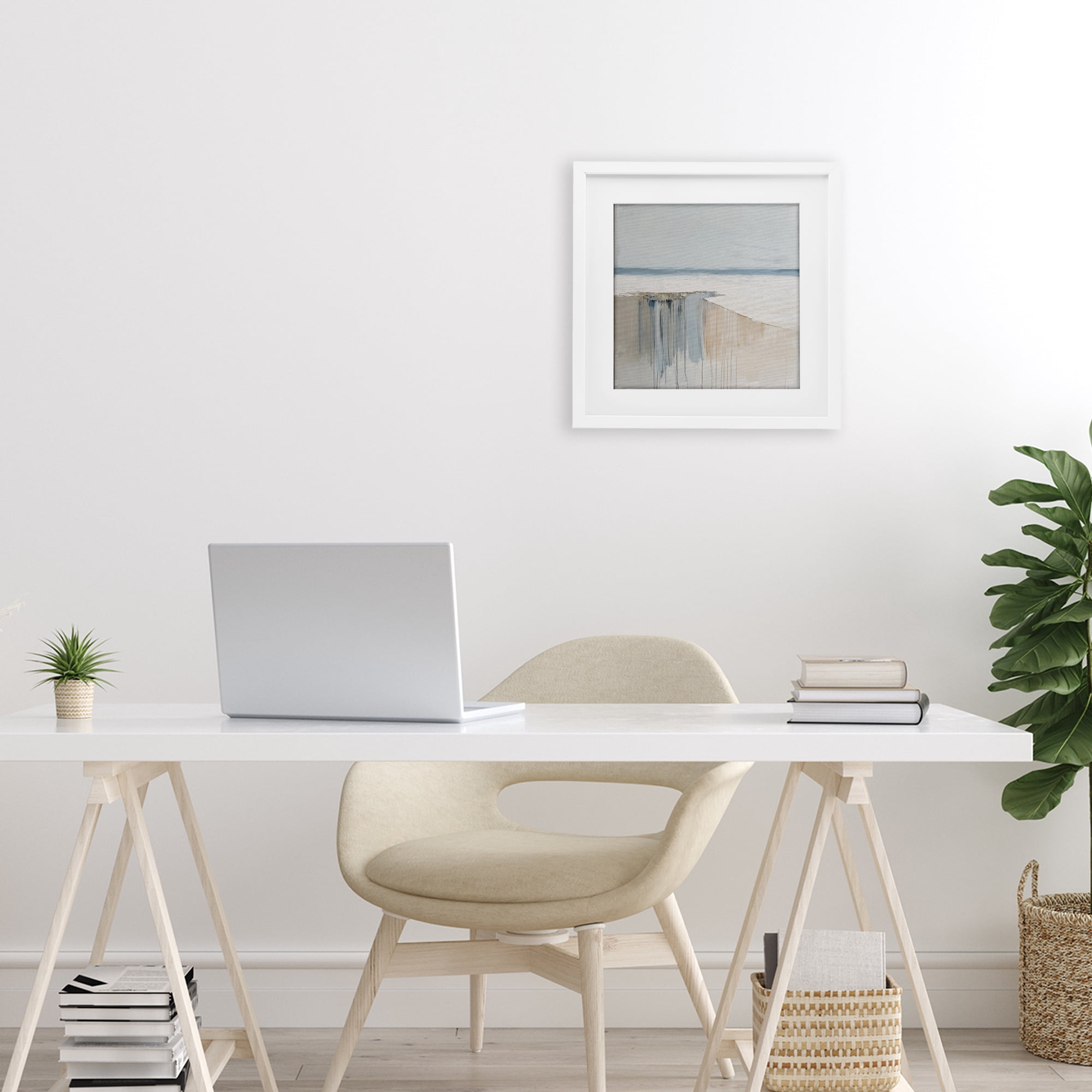 Stupell Industries Precipice Neutral Abstraction White Framed Print Under Glass, design by Svetlana Aleynikova