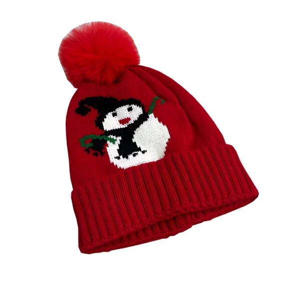 TELOLY Toddler Beanie Christmas Knitted Hat for Baby Cute Snowman Pattern Baby Santa Hat Xmas Knit Hat Soft Warm Kids Beanie Knit Hat Baby Santa Hat for Children