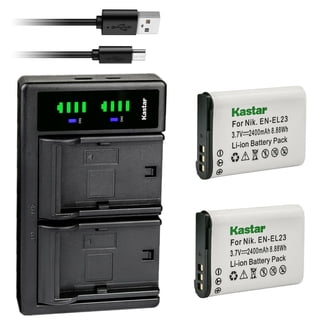 Kit Caricabatteria Per Batteria Nikon EN-EL23 Con Adattatore Da Rete (220V) E Da Auto (12V/24V) - Compatibile Con Coolpix B700, P600, P610, P900, S810c - 2