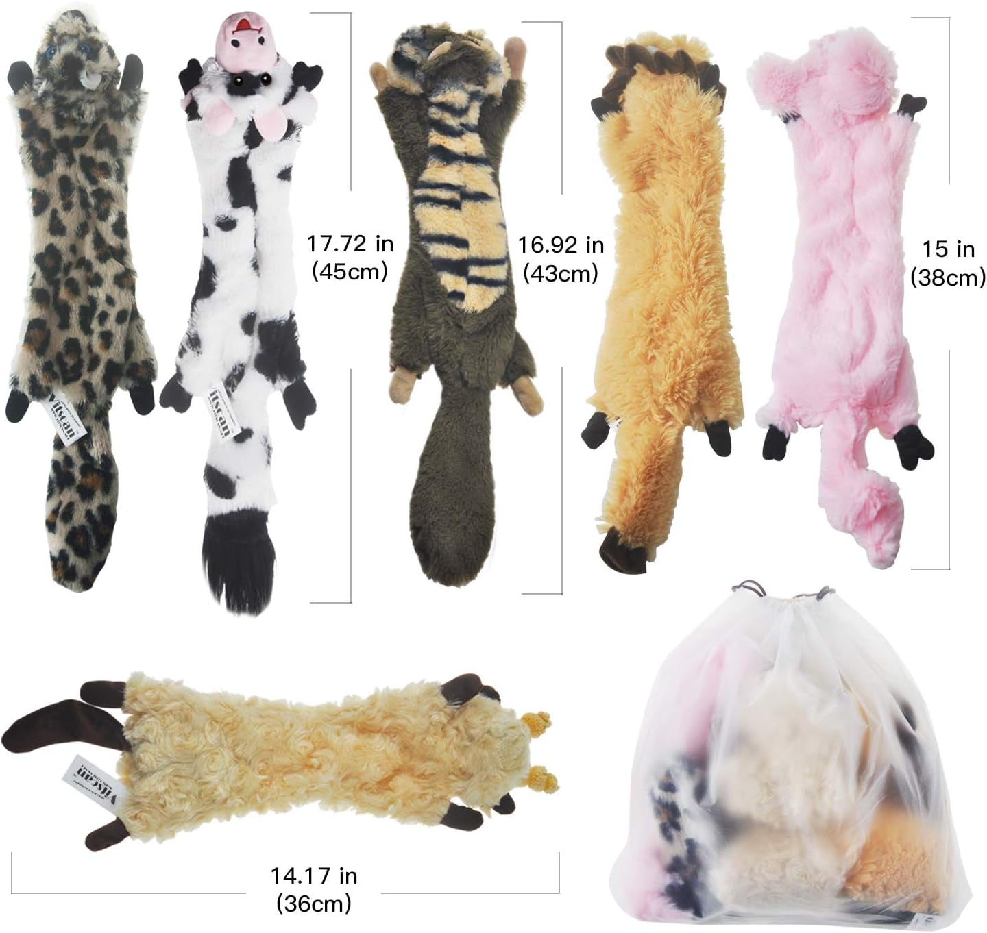 SHARLOVY Dog Squeaky Toys No Stuffing, 6 Pack Dog Toys Crinkle Dog Toys for Small Dogs Durable Dog Chew Toys Plush Cute Animals Natural Puppy Toys for Teething Pet Toys Squeak