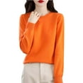 thumbnail image 3 of Gyexs Oversized Sweaters for Women Casual Classic Soft Loose Fit Basic Pullover Knit Loose Thin Fall Winter Sweater Blouse Halloween Sweater, Orange, Size XXL, 3 of 8