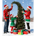 thumbnail image 2 of 6 FT Tall Pre-Lit Bent Top Christmas Tree, Slim Noble High Mountain Fir with 200 LEDs and Metal Stand, for Christmas Decoration, Green, 2 of 9