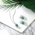 thumbnail image 4 of Gem Stone King 925 Sterling Silver Green Malachite and White Created Sapphire Pendant Earrings Set for Women (7.65 Cttw, with 18 inch Chain), 4 of 4