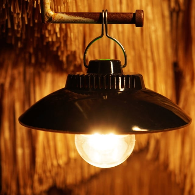 Fiudx Lámpara Led de Camping, Portátil, con Batería Integrada, Luz Superbrillante de 360°, Carga Usb, Ideal para Senderismo Al Aire Libre, Iluminación para Tiendas de Campaña, Estilo Retro Vintage, 1