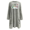 thumbnail image 5 of Lovskoo Fuzzy Fleece Pullover Tops for Women Winter Warm Printed Long Sleeve with Pocket Crewneck Solid Color Warm Top Gray, 5 of 6