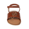 thumbnail image 2 of bebe Girl's Open Toe Comfy Flat Sandals Embossed with Medallion Hardware Detail - Flat Sandals for Toddler/Little Kid/Big Kid, Tan, 13, 2 of 8