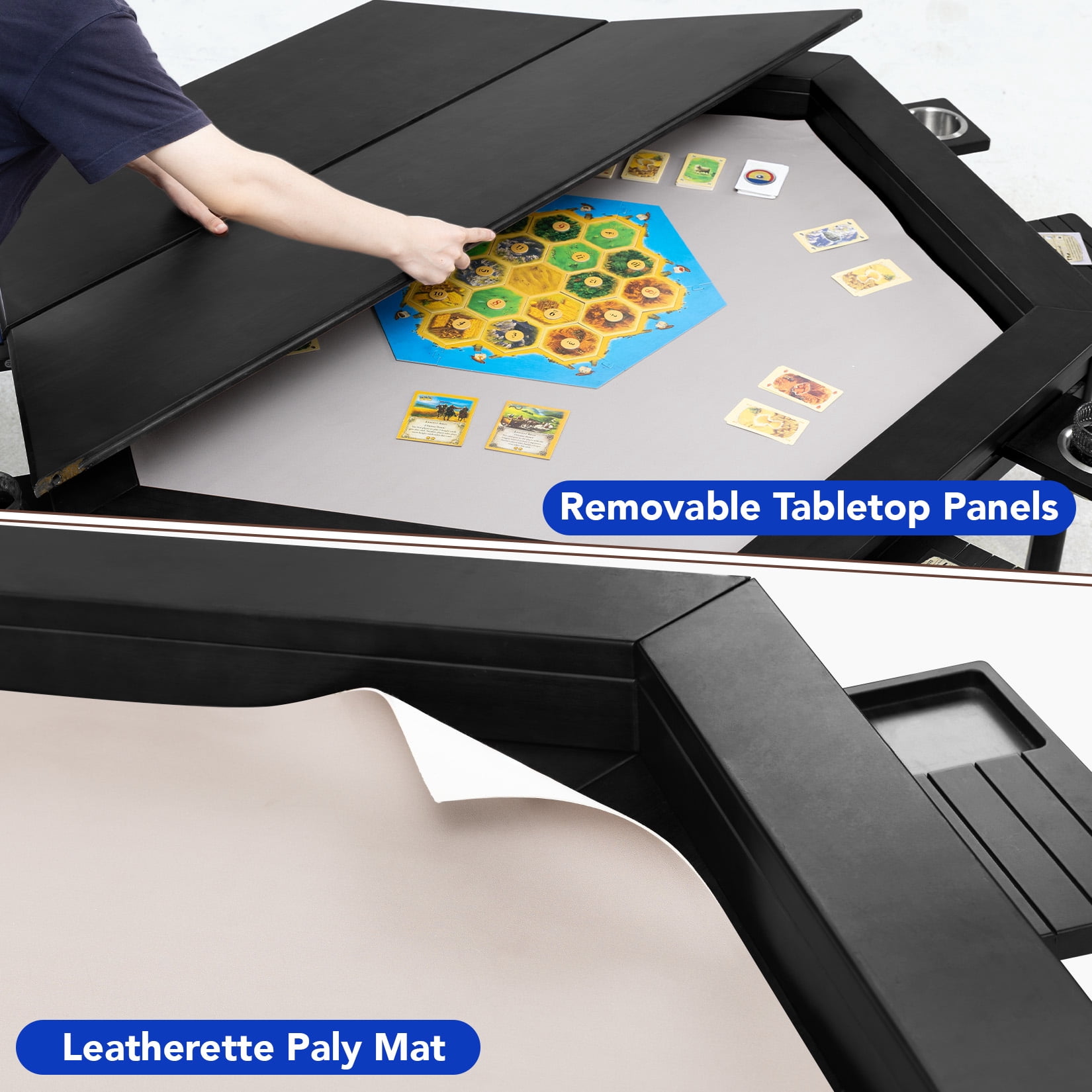 Avocahom Hexagon Solid Wood Game Table for 4-6 Players, Removable