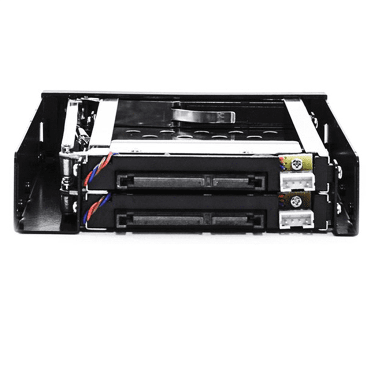 2pcs 2.5 Inch Floppy Disk Drive Tray 2-Bay Disk Drive for HDD/SSD Hard Disk Enclosure Extraction Box,2 x Optical Drive Tray 4 x data cable 4 cable 8 x screw,Black & Silver