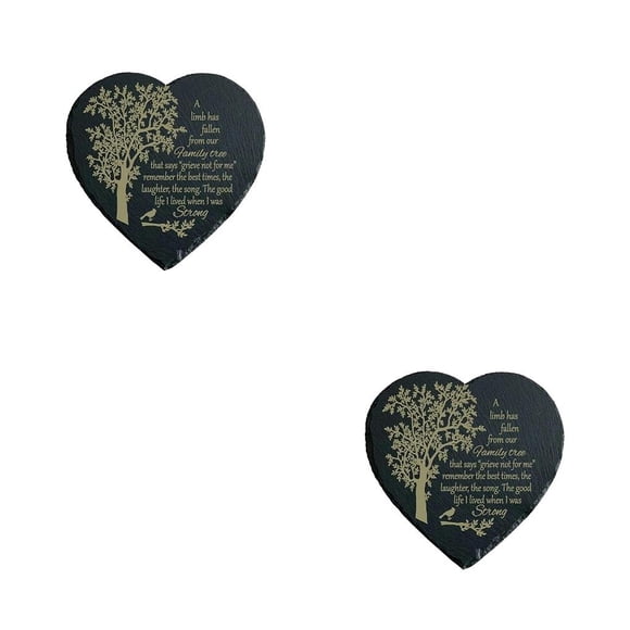 Maoww Bereavement Memorial Stone Heart Shaped Memory Stones Ornament Sympathy Gift Accessory for Outdoor Garden Courtyard Tree Size 10x10cm 2Set