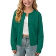 thumbnail image 2 of BFHHYA Girls Button Down Cardigans Long Sleeve Round Neck School Uniform Kids Knit Sweater Outerwear 1-11 Years, 2 of 8