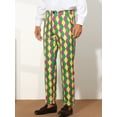 thumbnail image 2 of Unique Bargains Men's Printed Dress Pants Flat Front Business Suit Trousers 34 Green Purple, 2 of 6