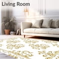 thumbnail image 2 of ODIKA 6'x9' Machine Washable Non-Slip Area Rug, Classic Damask Enhanced by Baroque Leaf Embellishments High Traffic Rug with Pad, White, 549566, 2 of 8