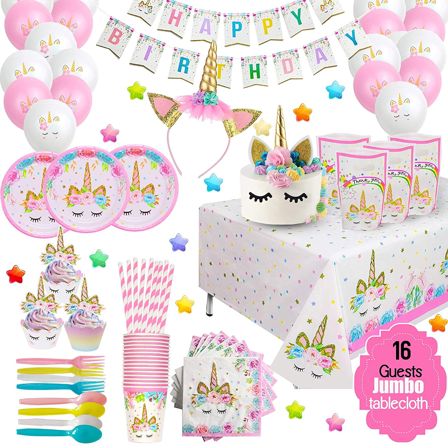 Unicorn Party Supplies Set & Tableware Kit Birthday Decorations