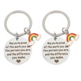 thumbnail image 1 of 2Pcs Rainbow Keychains Stainless Steel Key Rings Key Holder Graduation Gifts, 1 of 9