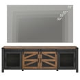 thumbnail image 5 of 75 Inch Farmhouse TV Stand with Blue Light LED,Antique Black & Brown Entertainment Center Media Storage Cabinet, 5 of 6