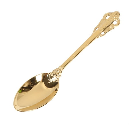 

1pc Stainless Steel Classical Embossment Western Tableware Flatware For Home Restaurant Hotel (Golden Tea Spoon)