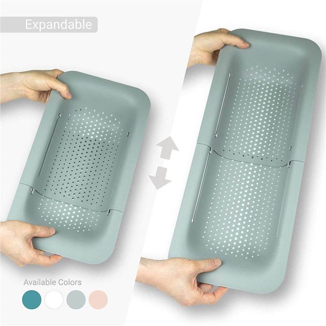 ziyahi Adjustable Sink Drain Shelf Sink Strainer Basket Vegetable Fruits Storage Rack Sink Sponge Holder for Kitchen