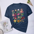 thumbnail image 4 of Blusas de Verano de las Mujeres Flor Impresa Cuello Redondo Manga Corta Superior, Verano Superior de las Mujeres, 4 of 4