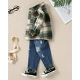 thumbnail image 2 of WESIDOM Toddler Boy Clothes Long Sleeve Collar Plaid Shirts Jacket Ribbed Jeans Pants Sets 1-6T Boys Fall Outfits, 2 of 15