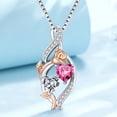 thumbnail image 4 of Taioiat Double Birthstone Necklaces for Women 18K Gold Plated Birthstone Rose Flower Jewelry Anniversary Valentines Day Mother's Day Birthday Gifts for Her Wife Girlfriend Mom, 4 of 7