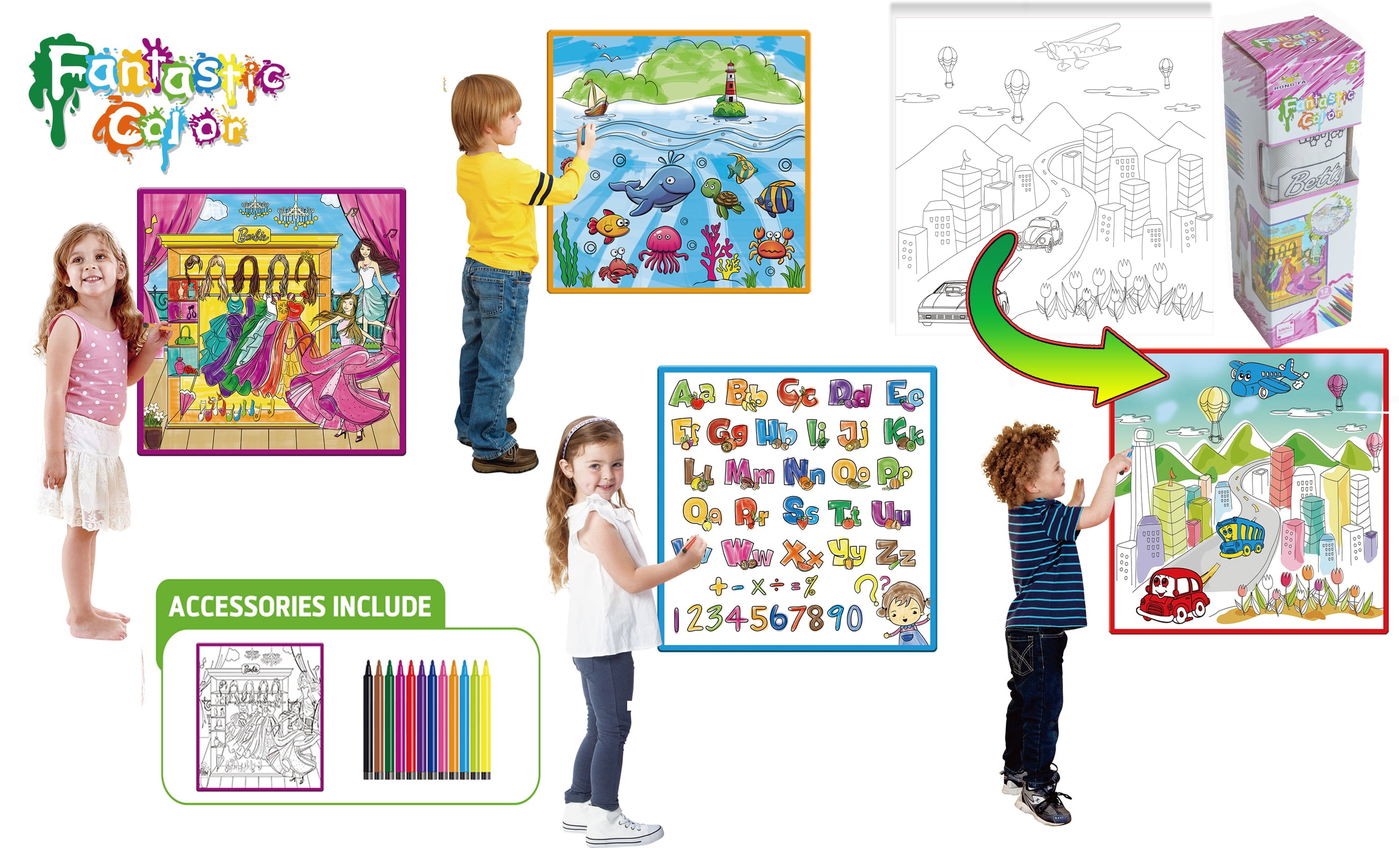 Fantastic Color Washable Coloring Mat - Alphabet & Number