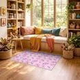 thumbnail image 2 of ODIKA 3'x5' Ultra-Soft Throw Mat, Checkered Purple Playful Squares Boho Charm Bold Checkerboard Pink Flowing None Washable, Bare feet friendly, Easy Care Indoor rug for Bedside, Vanity, 2 of 7