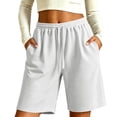 thumbnail image 2 of Xdegoge Women's Waffle Knit Shorts Casual High Waisted Bermuda Shorts with Pockets Elastic Waist Drawstring Long Sweatshorts for Summer Lounge Workout Activewear, 2 of 6
