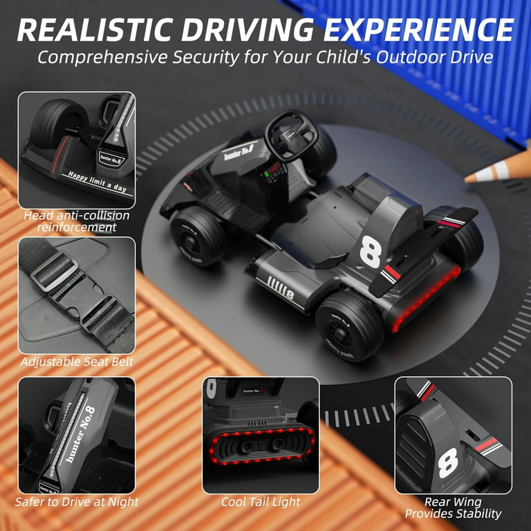XJD Electric Go Kart 24V 7Ah Battery Powered Pedal Go Karts