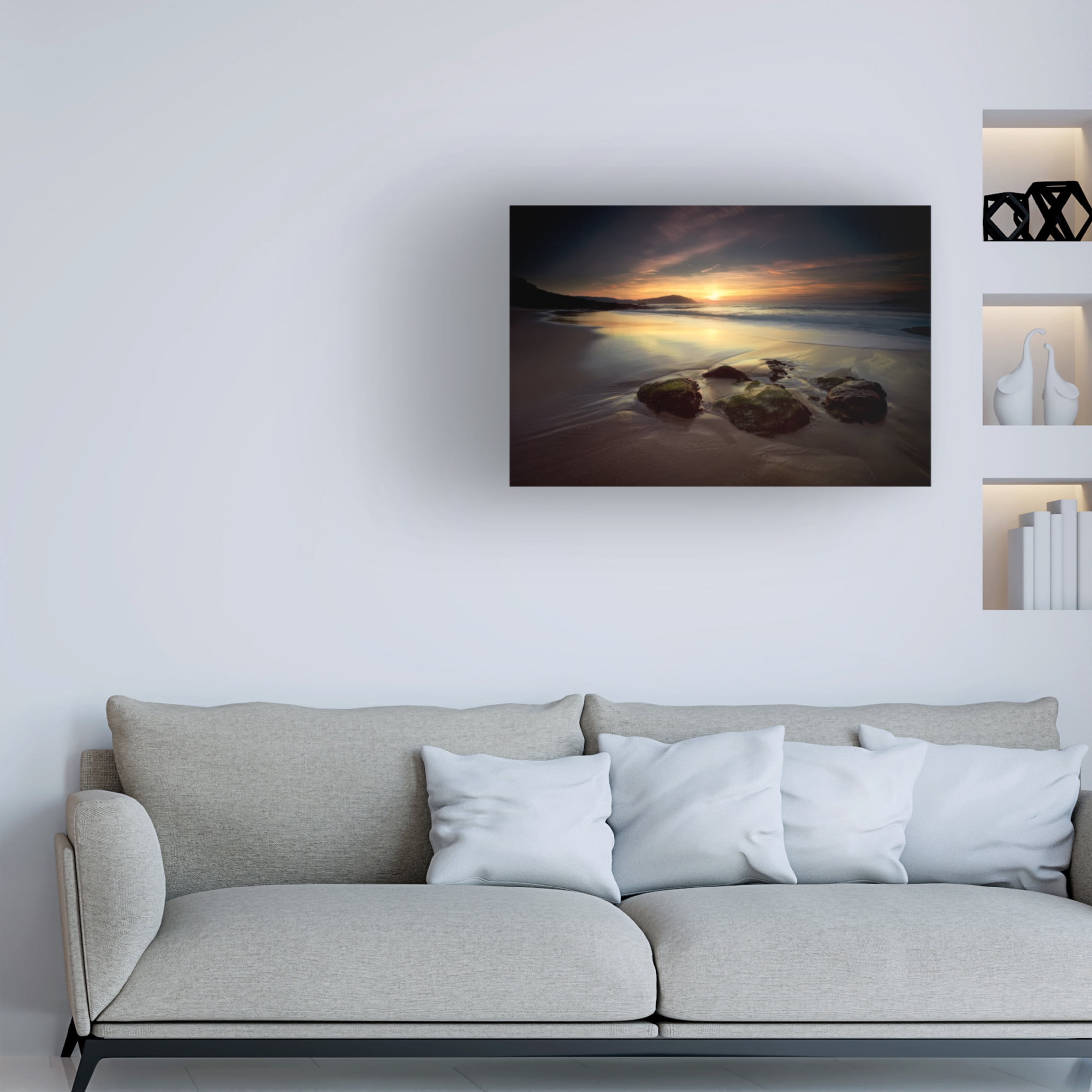 Canvas Wall Art - Santiago Pascual Buye 'Lights Of O Fortiapon' Wall Art for Living Room, Bedroom, or Office Décor by Trademark Fine Art - 47 x 30 Inches