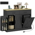 thumbnail image 1 of HOMCOM Tilt Out Trash Cabinet with Charging Station, Kitchen Island, Black, 1 of 10