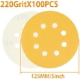 thumbnail image 2 of 5 Inch Sanding Discs, 60 Grit Sandpaper 8 Hole Hook and Loop Sanding Pads Orbital Sander Sander Paper, 100-Pieces, 2 of 5